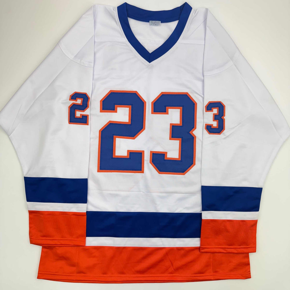 Autographed/Signed Bob Nystrom New York White Hockey Jersey JSA COA (ONLINE ORDER ONLY)