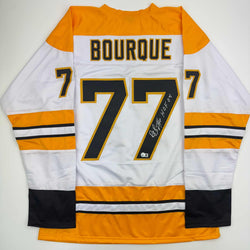 Autographed/Signed Ray Bourque Boston White Hockey Jersey JSA COA (ONLINE ORDER ONLY)