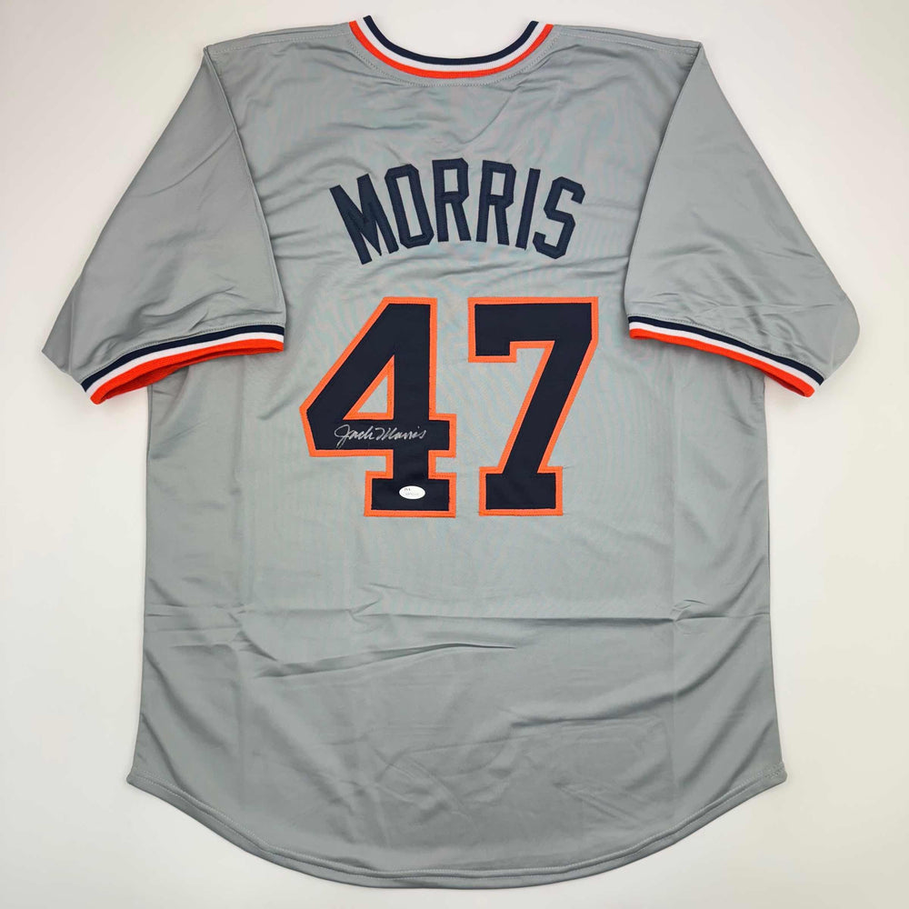 Autographed/Signed Jack Morris Detroit Grey Baseball Jersey JSA COA (ONLINE ORDER ONLY)