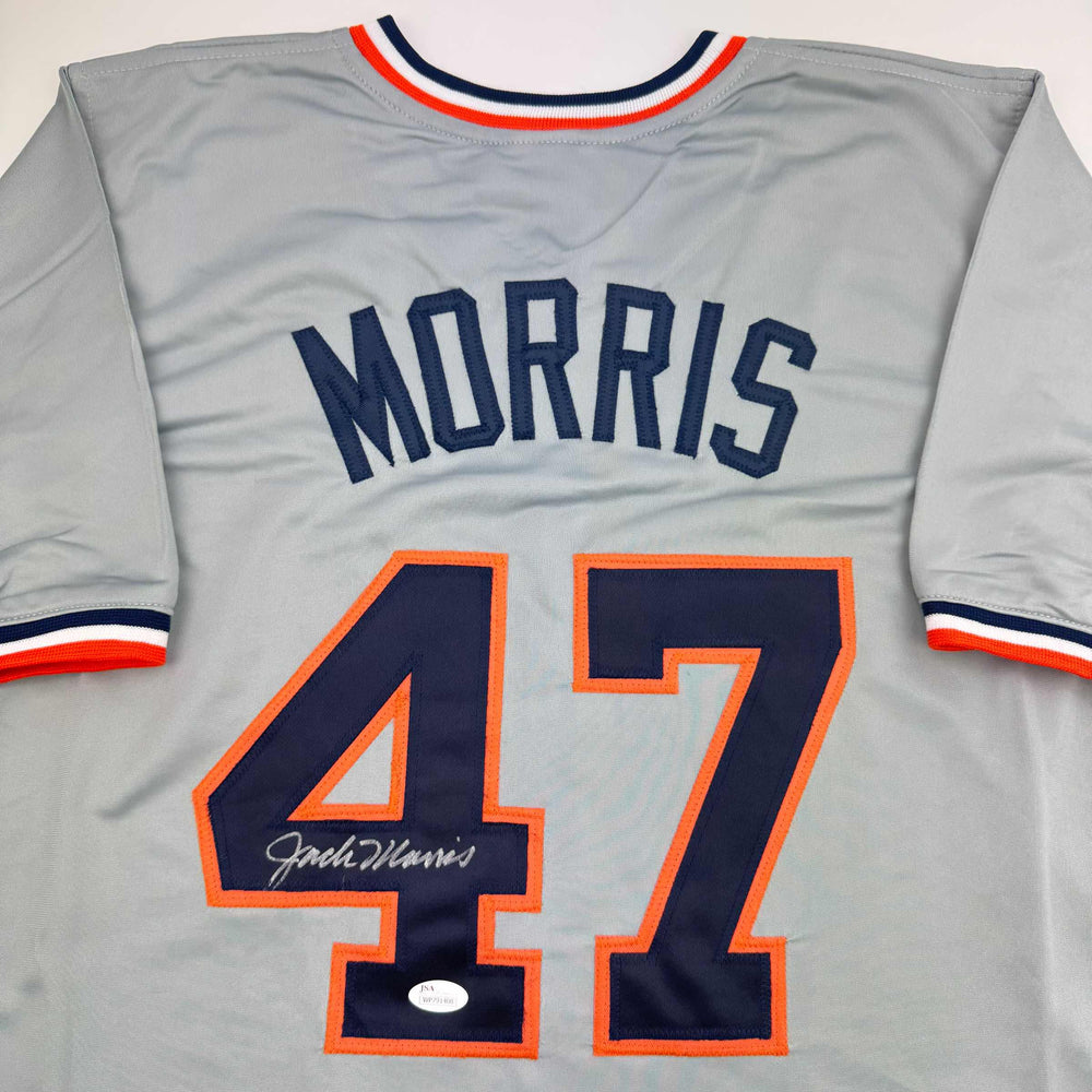 Autographed/Signed Jack Morris Detroit Grey Baseball Jersey JSA COA (ONLINE ORDER ONLY)