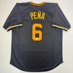 Autographed/Signed Tony Pena Pittsburgh Black Baseball Jersey JSA COA (ONLINE ORDER ONLY)