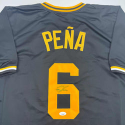 Autographed/Signed Tony Pena Pittsburgh Black Baseball Jersey JSA COA (ONLINE ORDER ONLY)