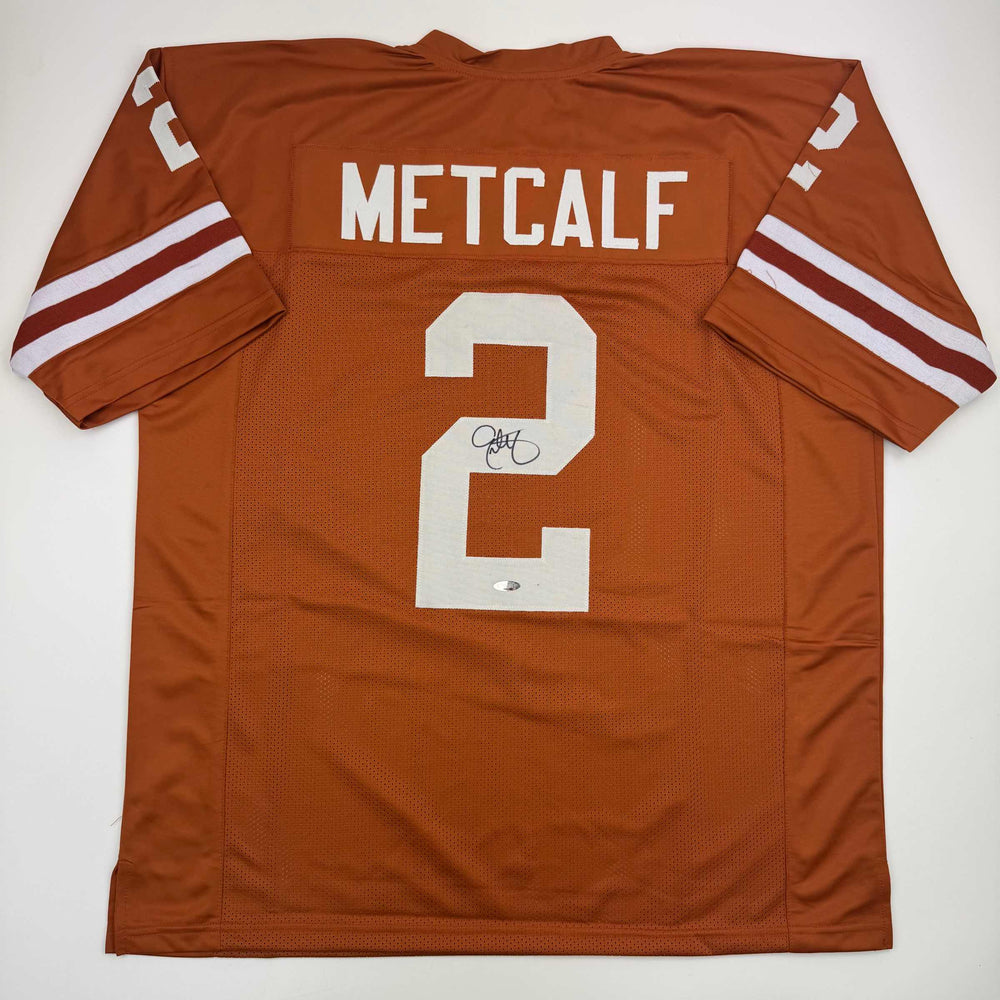 Autographed/Signed Eric Metcalf Texas Orange College Football Jersey Beckett BAS COA (ONLINE ORDER ONLY)