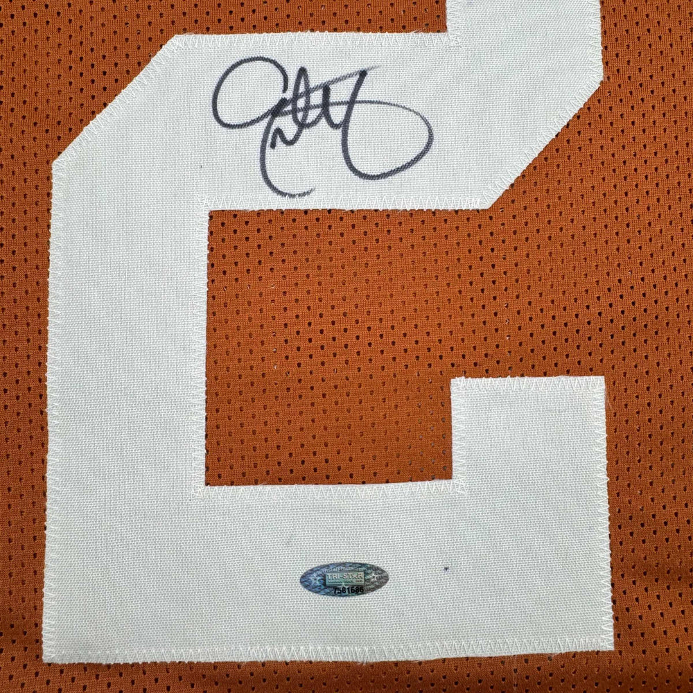 Autographed/Signed Eric Metcalf Texas Orange College Football Jersey Beckett BAS COA (ONLINE ORDER ONLY)