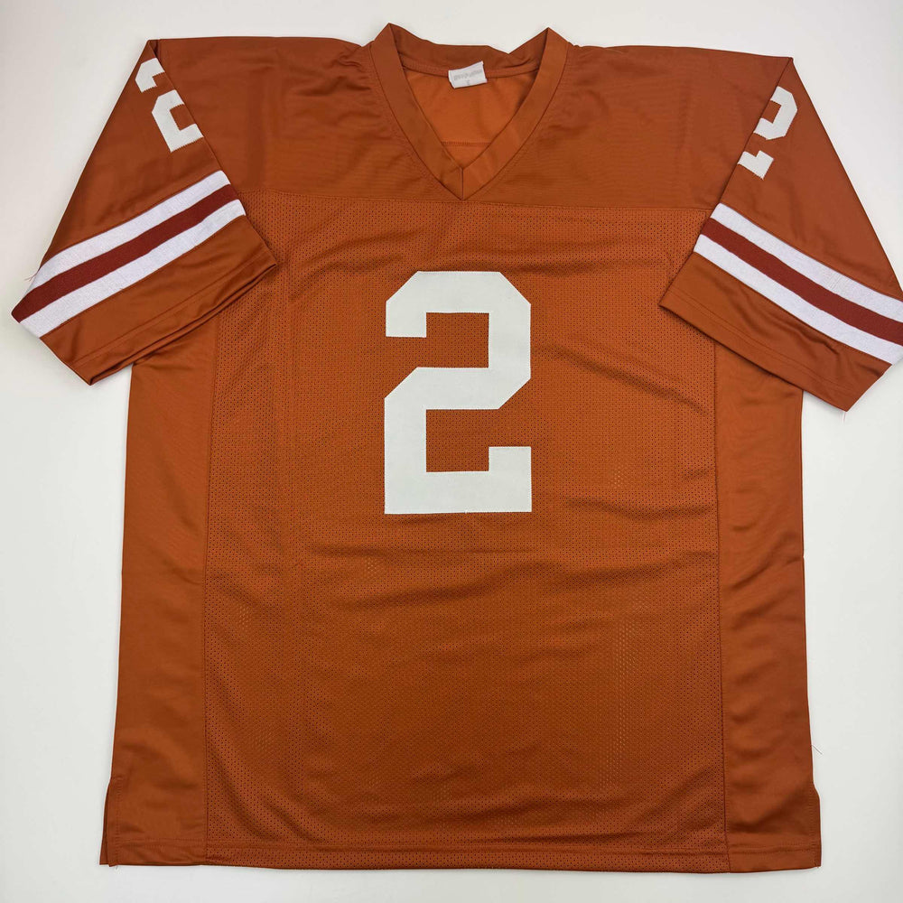 Autographed/Signed Eric Metcalf Texas Orange College Football Jersey Beckett BAS COA (ONLINE ORDER ONLY)