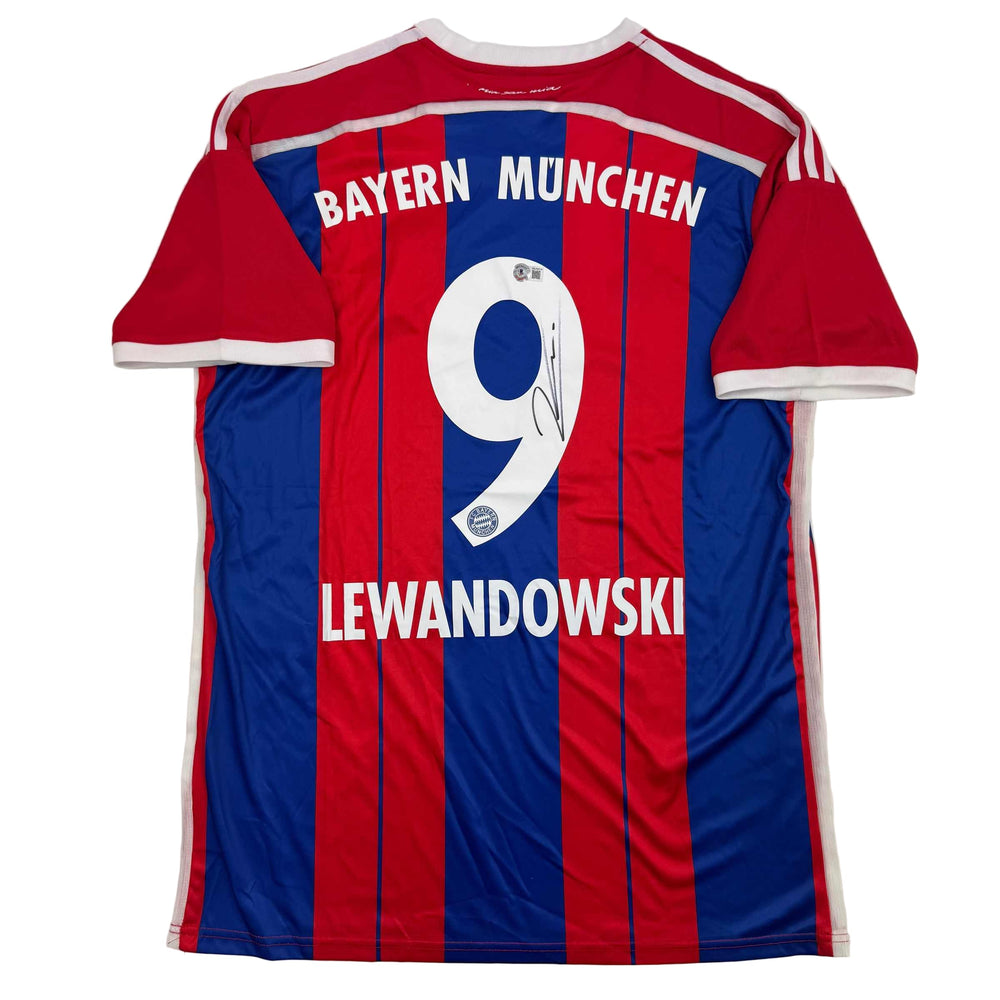 Autographed/Signed Robert Lewandowski FC Bayern Munich Red Soccer Futbol Jersey Beckett BAS COA (ONLINE ORDER ONLY)