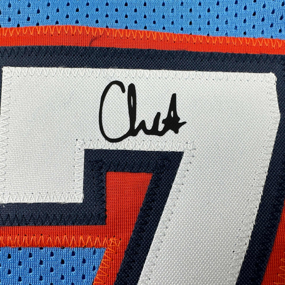 Facsimile Autographed Chet Holmgren Oklahoma City Blue Reprint Laser Auto Basketball Jersey Size Men's XL (ONLINE ORDER ONLY)