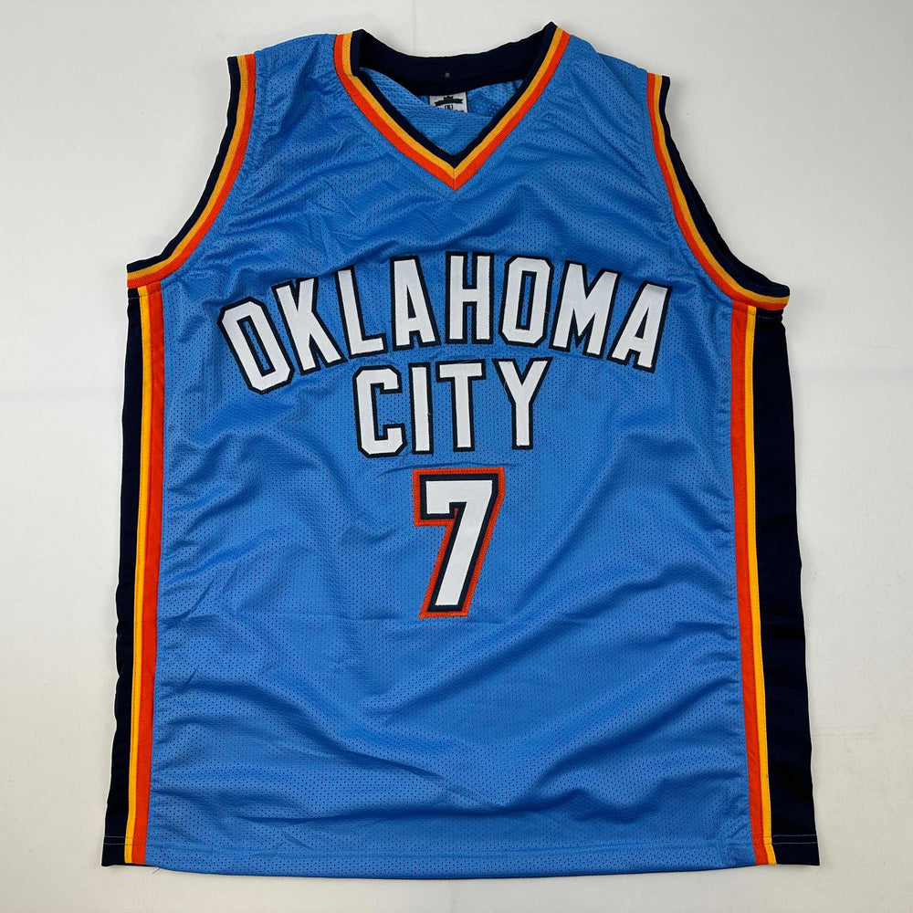 Facsimile Autographed Chet Holmgren Oklahoma City Blue Reprint Laser Auto Basketball Jersey Size Men's XL (ONLINE ORDER ONLY)
