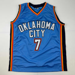 Facsimile Autographed Chet Holmgren Oklahoma City Blue Reprint Laser Auto Basketball Jersey Size Men's XL (ONLINE ORDER ONLY)