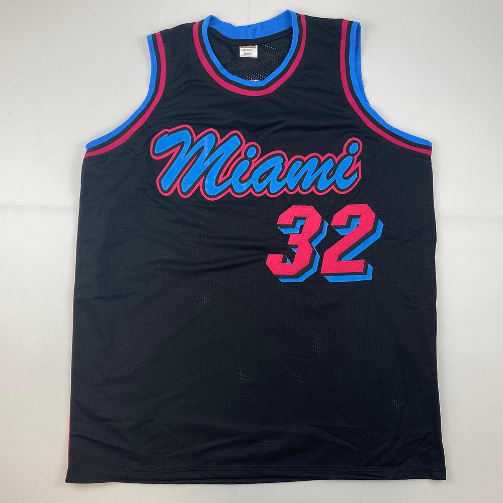 Facsimile Autographed Shaquille Shaq O'Neal Miami Black Vice City Reprint Laser Auto Basketball Jersey Size Men's XL (ONLINE ORDER ONLY)