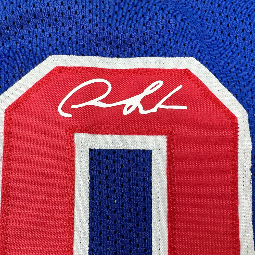 Facsimile Autographed Dennis Rodman Detroit Blue Reprint Laser Auto Basketball Jersey Size Men's XL (ONLINE ORDER ONLY)