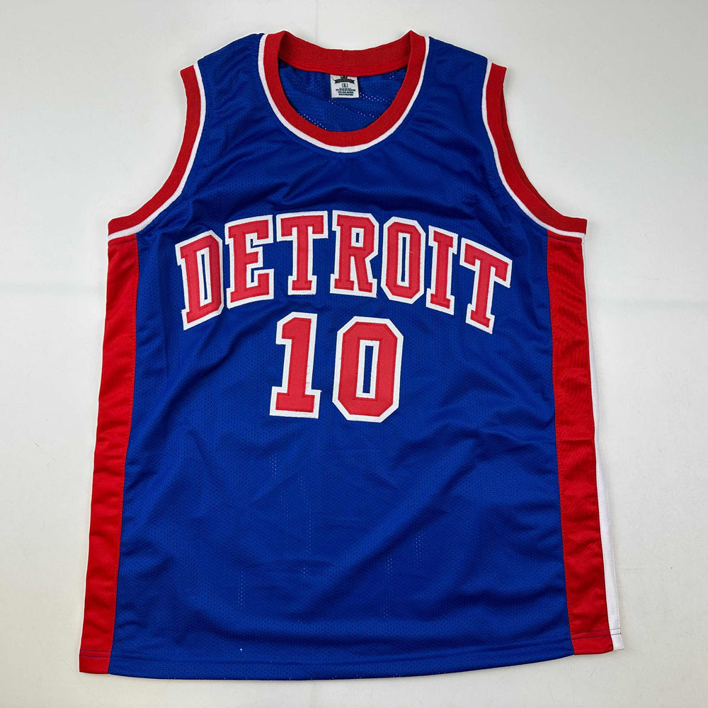 Facsimile Autographed Dennis Rodman Detroit Blue Reprint Laser Auto Basketball Jersey Size Men's XL (ONLINE ORDER ONLY)