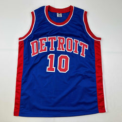 Facsimile Autographed Dennis Rodman Detroit Blue Reprint Laser Auto Basketball Jersey Size Men's XL (ONLINE ORDER ONLY)