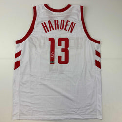 Facsimile Autographed James Harden Houston White Reprint Laser Auto Basketball Jersey Size Men's XL (ONLINE ORDER ONLY)