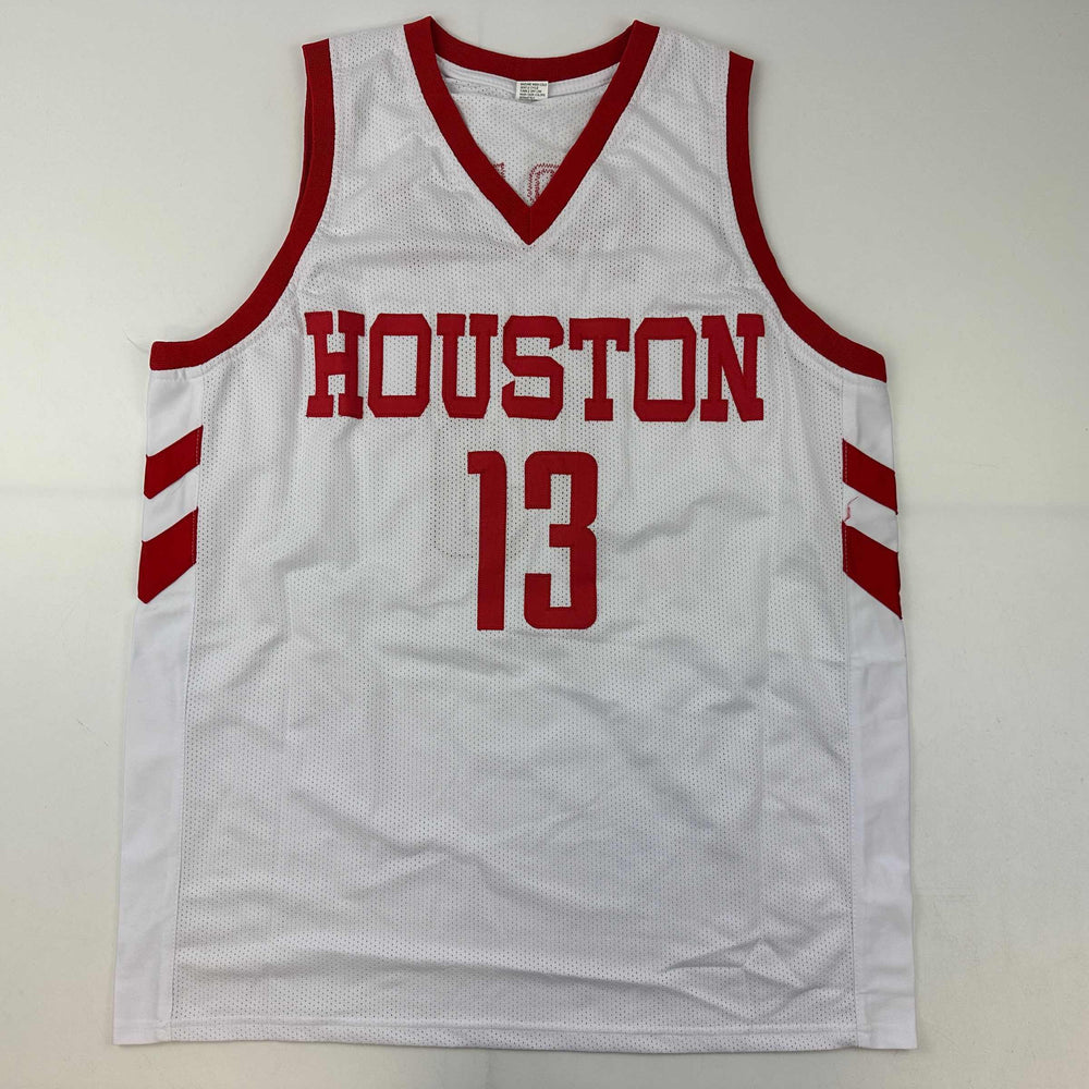 Facsimile Autographed James Harden Houston White Reprint Laser Auto Basketball Jersey Size Men's XL (ONLINE ORDER ONLY)
