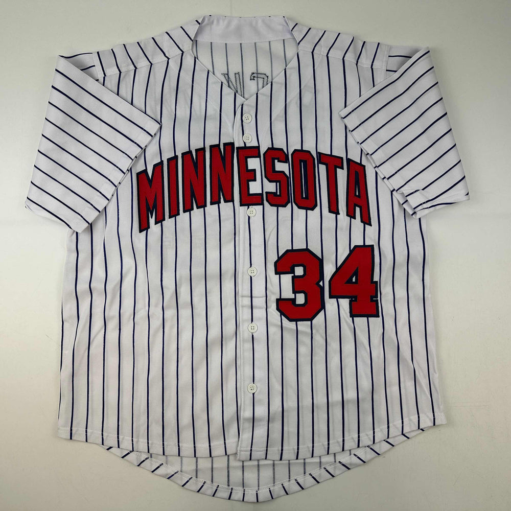 Facsimile Autographed Kirby Puckett Minnesota Pinstripe Reprint Laser Auto Baseball Jersey Size Men's XL (ONLINE ORDER ONLY)