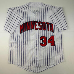 Facsimile Autographed Kirby Puckett Minnesota Pinstripe Reprint Laser Auto Baseball Jersey Size Men's XL (ONLINE ORDER ONLY)