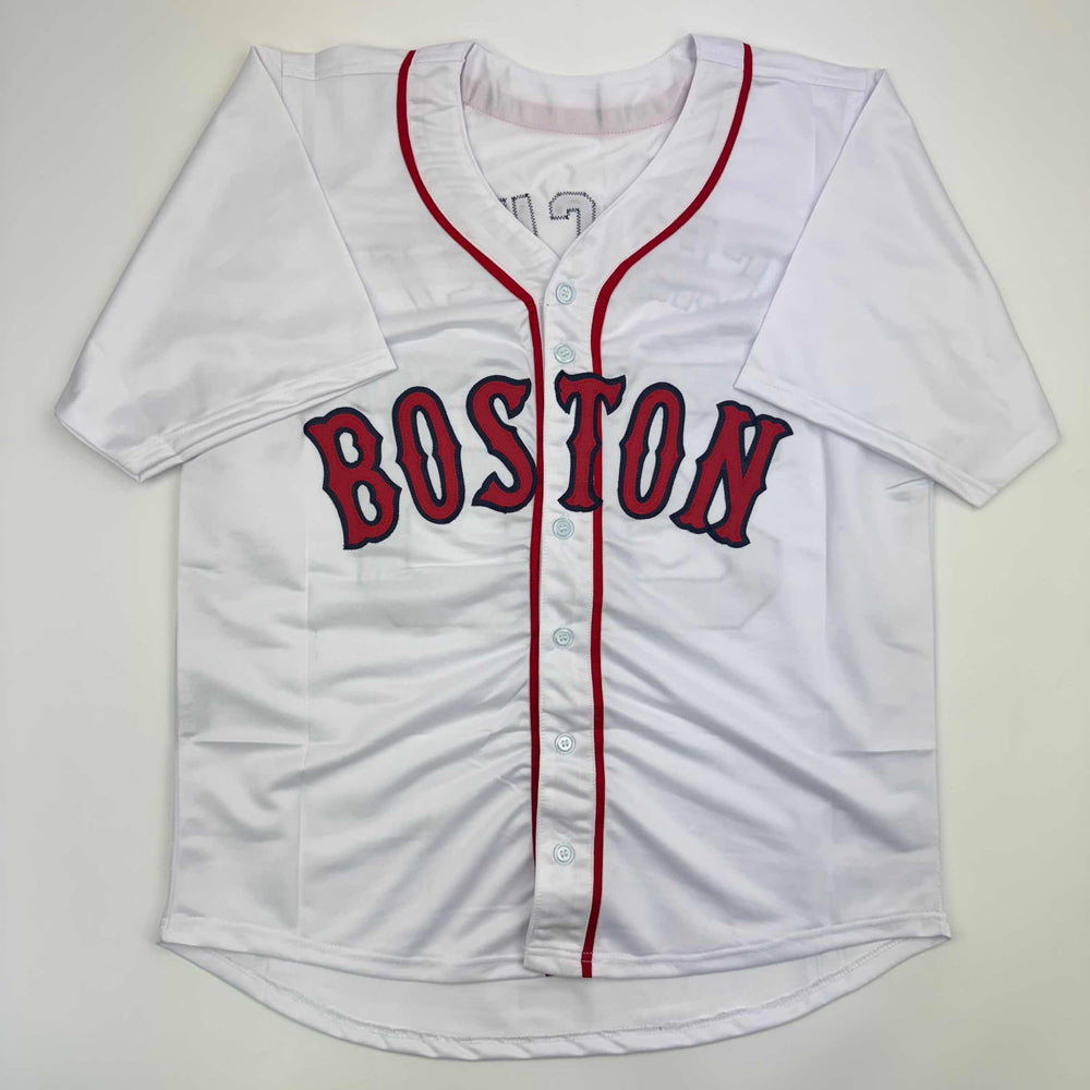 Autographed/Signed Garrett Crochet Boston White Baseball Jersey JSA COA (ONLINE ORDER ONLY)