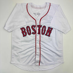 Autographed/Signed Garrett Crochet Boston White Baseball Jersey JSA COA (ONLINE ORDER ONLY)