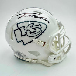 Autographed/Signed Trent McDuffie Kansas City Chiefs White Salute to Service Mini Football Helmet Beckett BAS COA (ONLINE ORDER ONLY)