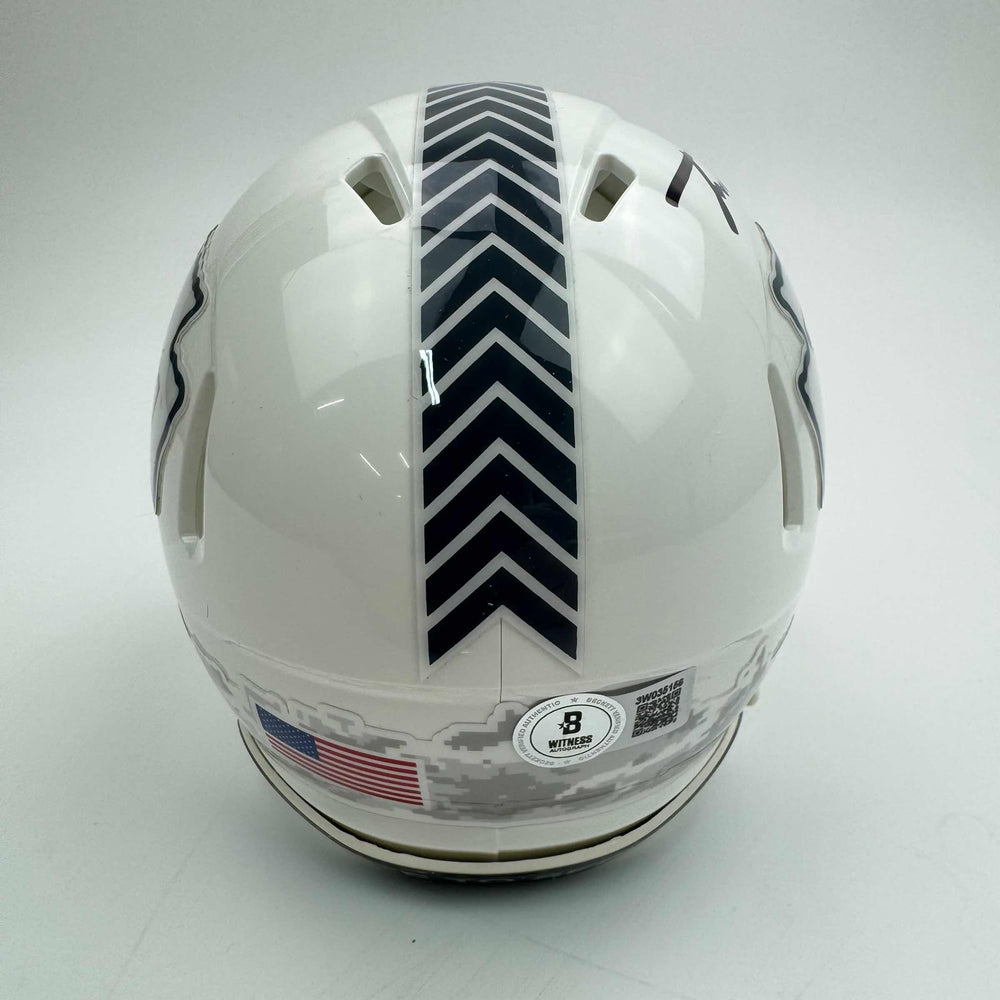 Autographed/Signed Trent McDuffie Kansas City Chiefs White Salute to Service Mini Football Helmet Beckett BAS COA (ONLINE ORDER ONLY)