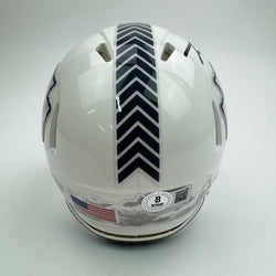 Autographed/Signed Trent McDuffie Kansas City Chiefs White Salute to Service Mini Football Helmet Beckett BAS COA (ONLINE ORDER ONLY)