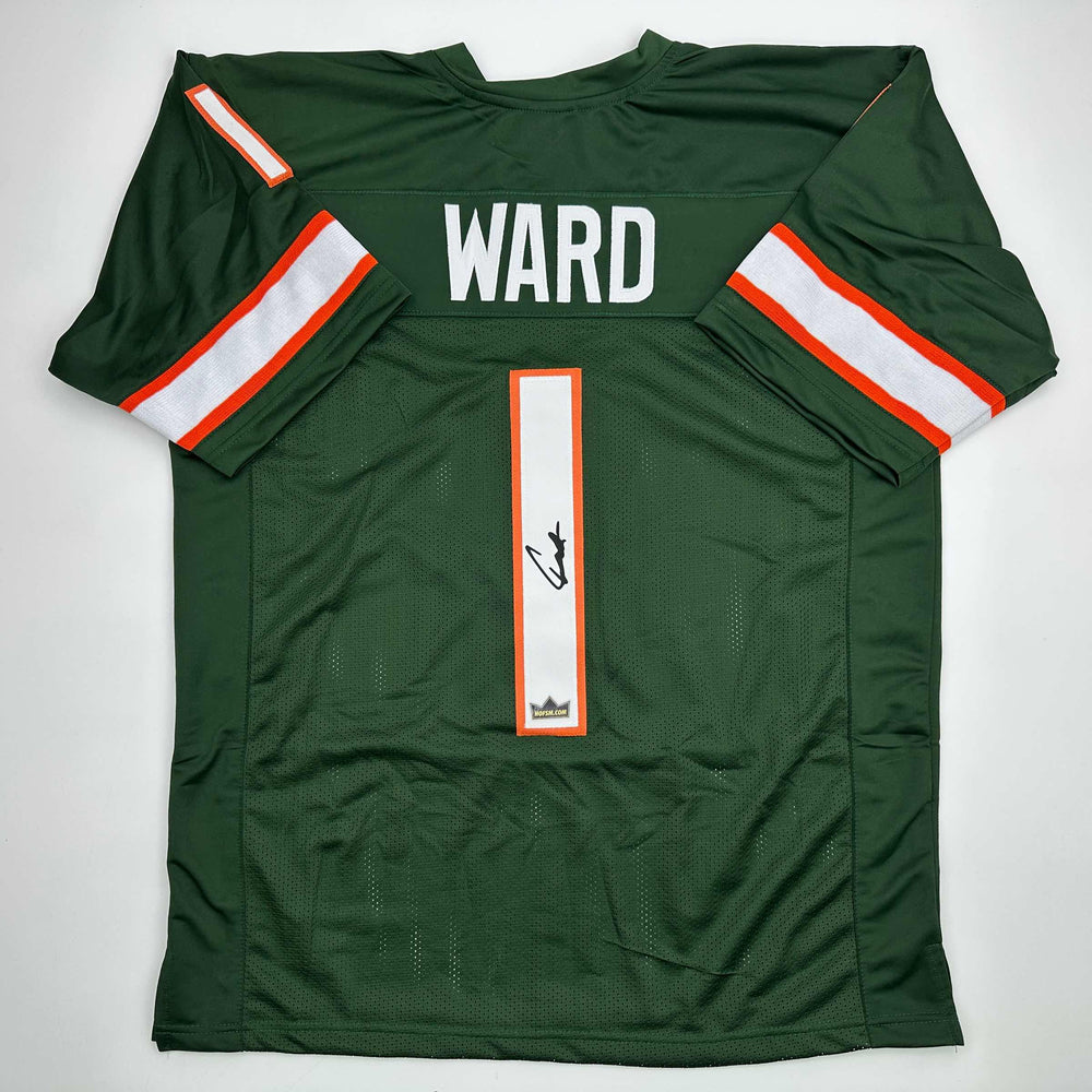 Facsimile Autographed Cameron Cam Ward Miami Green Reprint Laser Auto College Football Jersey Size Men's XL (ONLINE ORDER ONLY)