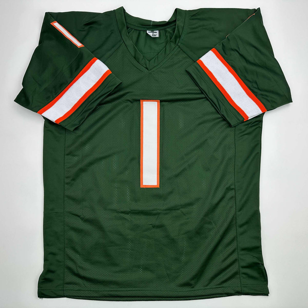 Facsimile Autographed Cameron Cam Ward Miami Green Reprint Laser Auto College Football Jersey Size Men's XL (ONLINE ORDER ONLY)