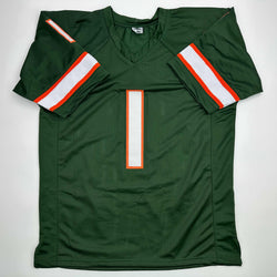 Facsimile Autographed Cameron Cam Ward Miami Green Reprint Laser Auto College Football Jersey Size Men's XL (ONLINE ORDER ONLY)