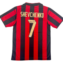 Autographed/Signed Andriy Shevchenko AC Milan Red/Black Soccer Futbol Jersey Beckett BAS COA (ONLINE ORDER ONLY)