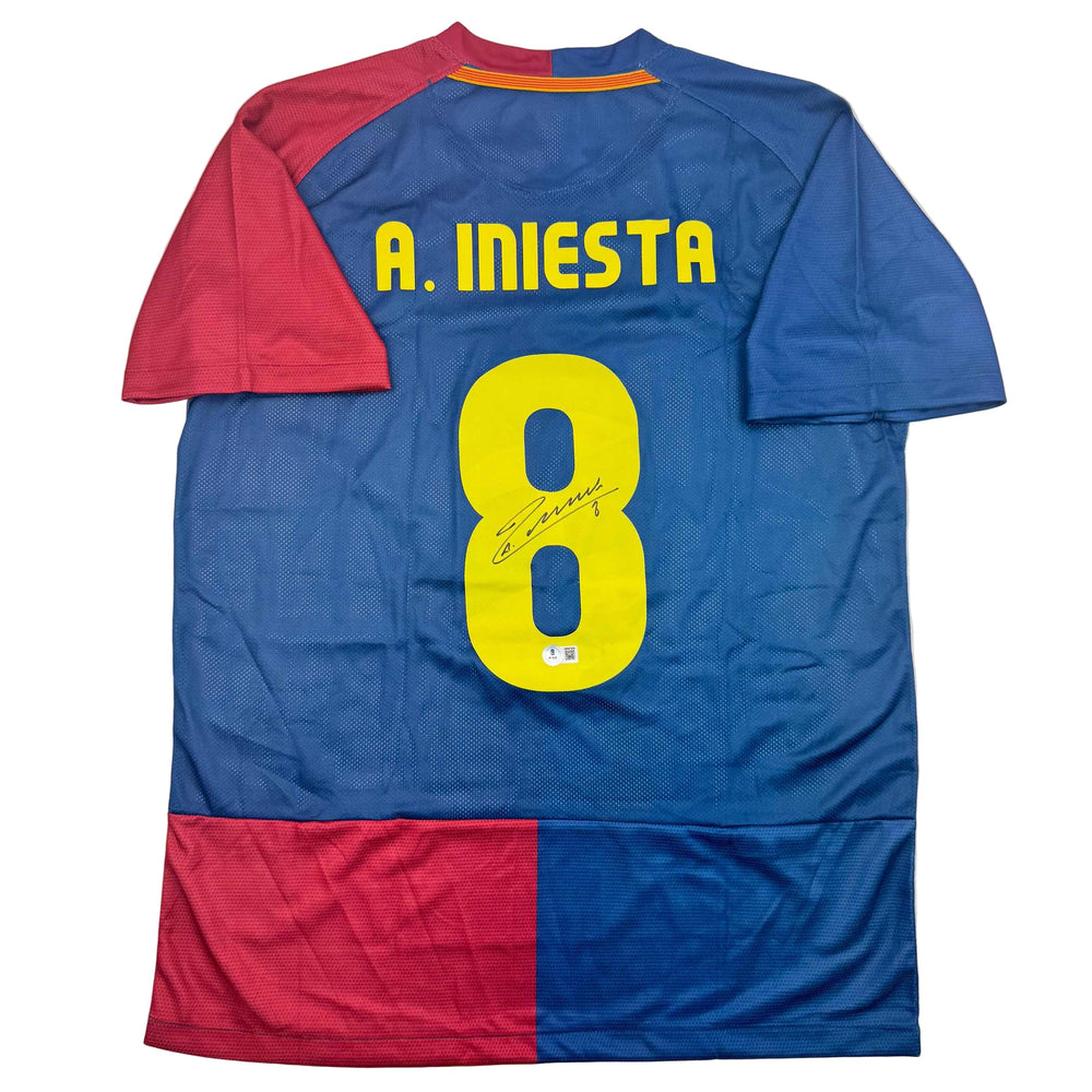 Autographed/Signed Andres Iniesta FC Barcelona Soccer Jersey Beckett BAS COA (ONLINE ORDER ONLY)