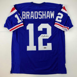 Facsimile Autographed Terry Bradshaw Louisiana Tech Blue Reprint Laser Auto College Football Jersey Size Men's XL (ONLINE ORDER ONLY)