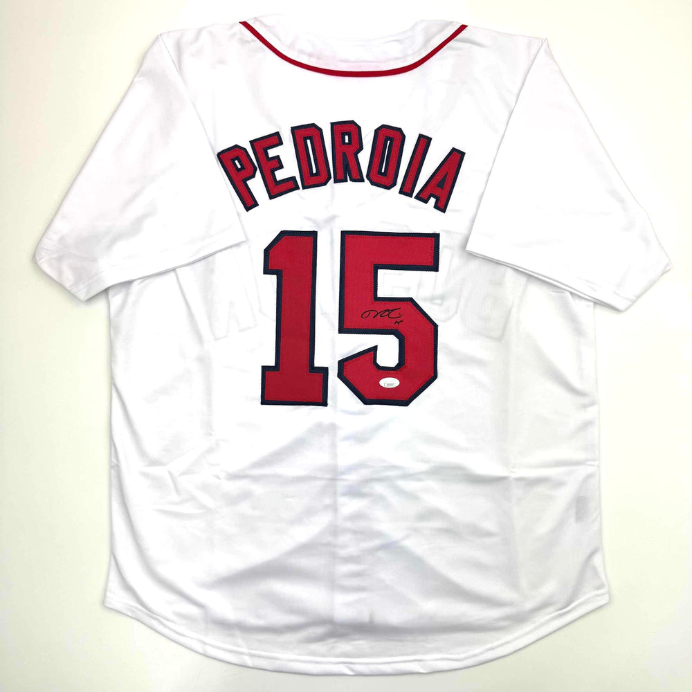 Autographed/Signed Dustin Pedroia Boston White Baseball Jersey JSA COA (ONLINE ORDER ONLY)