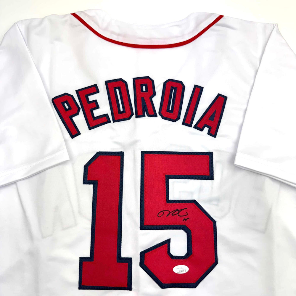 Autographed/Signed Dustin Pedroia Boston White Baseball Jersey JSA COA (ONLINE ORDER ONLY)