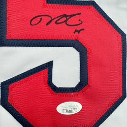 Autographed/Signed Dustin Pedroia Boston White Baseball Jersey JSA COA (ONLINE ORDER ONLY)