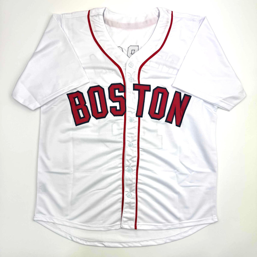 Autographed/Signed Dustin Pedroia Boston White Baseball Jersey JSA COA (ONLINE ORDER ONLY)