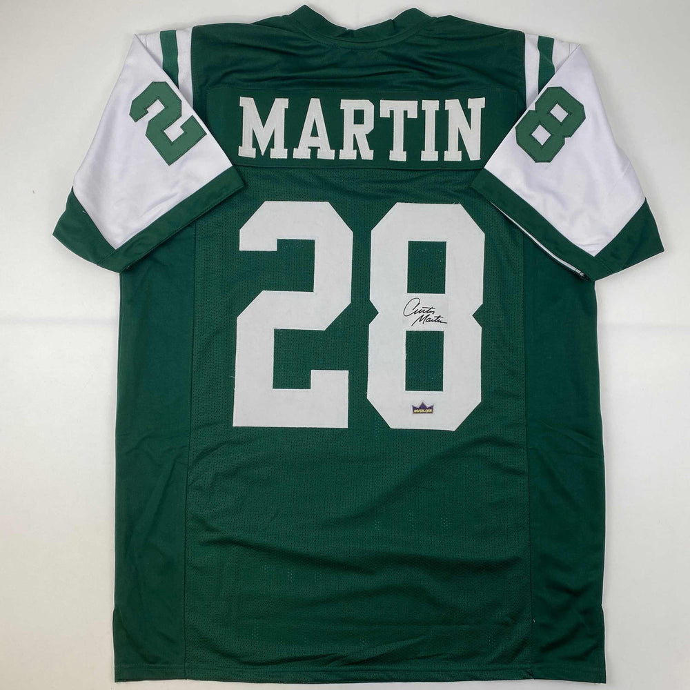 Facsimile Autographed Curtis Martin New York Green Reprint Laser Auto Football Jersey Size Men's XL (ONLINE ORDER ONLY)