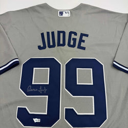 Autographed/Signed Aaron Judge New York Yankees Authentic Majestic Grey Baseball Jersey Fanatics COA (ONLINE ORDER ONLY)