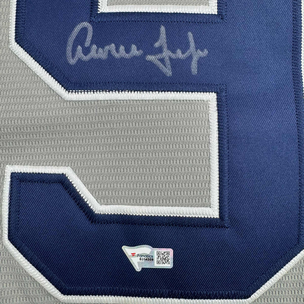 Autographed/Signed Aaron Judge New York Yankees Authentic Majestic Grey Baseball Jersey Fanatics COA (ONLINE ORDER ONLY)