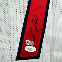 Autographed/Signed Chris Bosh Miami White Basketball Jersey JSA COA (ONLINE ORDER ONLY)