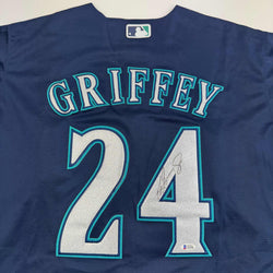 Autographed/Signed Ken Griffey Jr. Seattle Blue Baseball Jersey Beckett BAS COA (ONLINE ORDER ONLY)