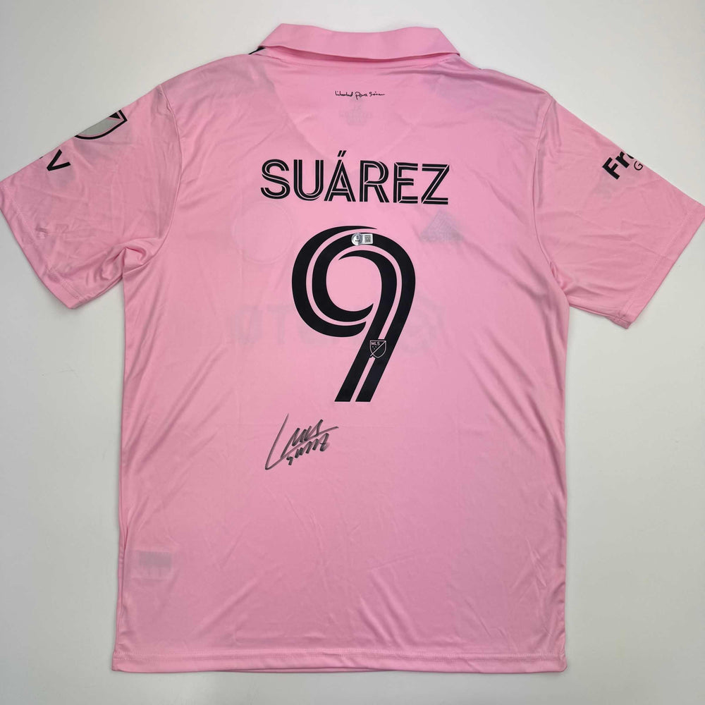 Autographed/Signed Luis Suarez Inter Miami Pink Soccer Jersey Beckett BAS COA (ONLINE ORDER ONLY)