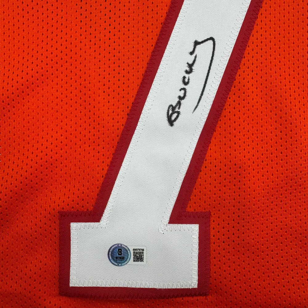 Autographed/Signed Bucky Irving Tampa Bay Orange Creamsicle Retro Throwback Football Jersey Beckett BAS COA (ONLINE ORDER ONLY)