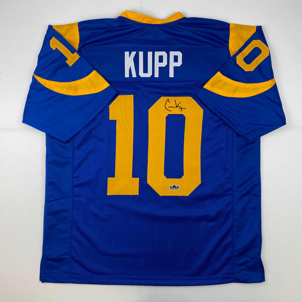 Facsimile Autographed Cooper Kupp Los Angeles LA Royal Blue Retro Reprint Laser Auto Football Jersey Size Men's XL (ONLINE ORDER ONLY)