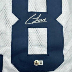 Autographed/Signed Colston Loveland Michigan White College Football Jersey Beckett BAS COA (ONLINE ORDER ONLY)