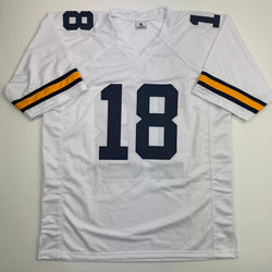 Autographed/Signed Colston Loveland Michigan White College Football Jersey Beckett BAS COA (ONLINE ORDER ONLY)