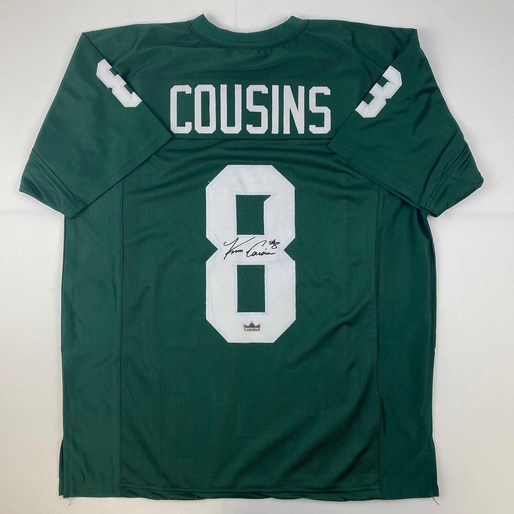Facsimile Autographed Kirk Cousins Michigan State Green Reprint Laser Auto College Football Jersey Size Men's XL (ONLINE ORDER ONLY)