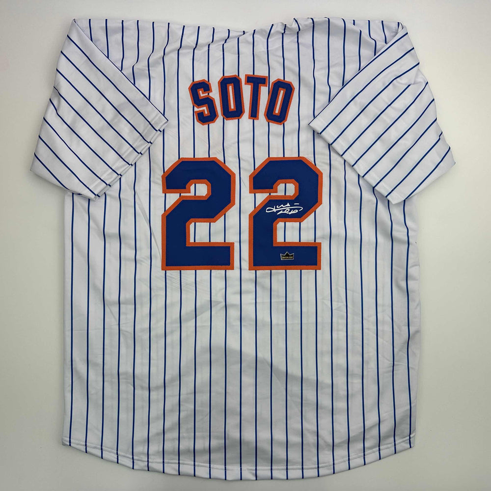 Facsimile Autographed Juan Soto New York Pinstripe Reprint Laser Auto Baseball Jersey Size Men's XL (ONLINE ORDER ONLY)