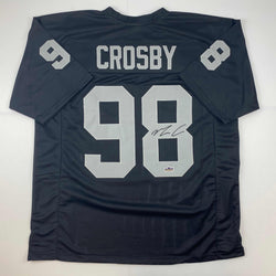Facsimile Autographed Maxx Crosby Oakland Las Vegas Black Reprint Laser Auto Football Jersey Size Men's XL (ONLINE ORDER ONLY)