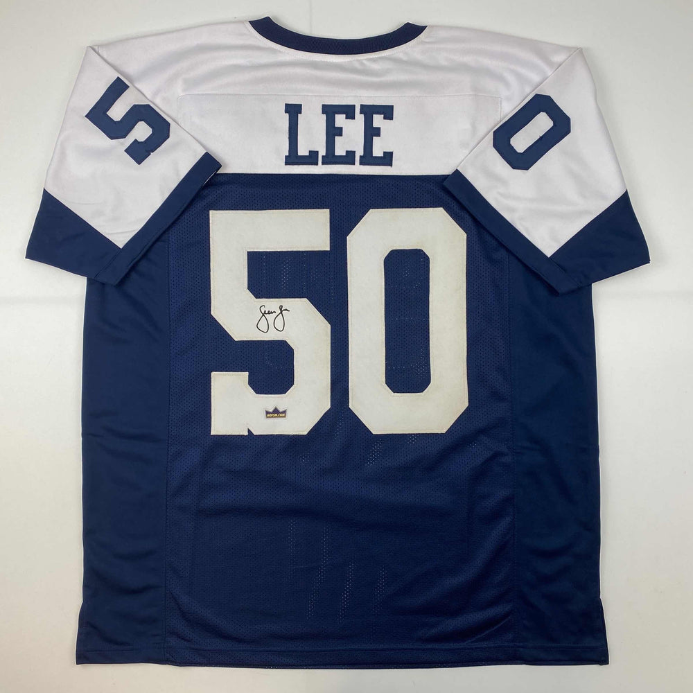 Facsimile Autographed Sean Lee Dallas Thanksgiving Day Reprint Laser Auto Football Jersey Size Men's XL (ONLINE ORDER ONLY)